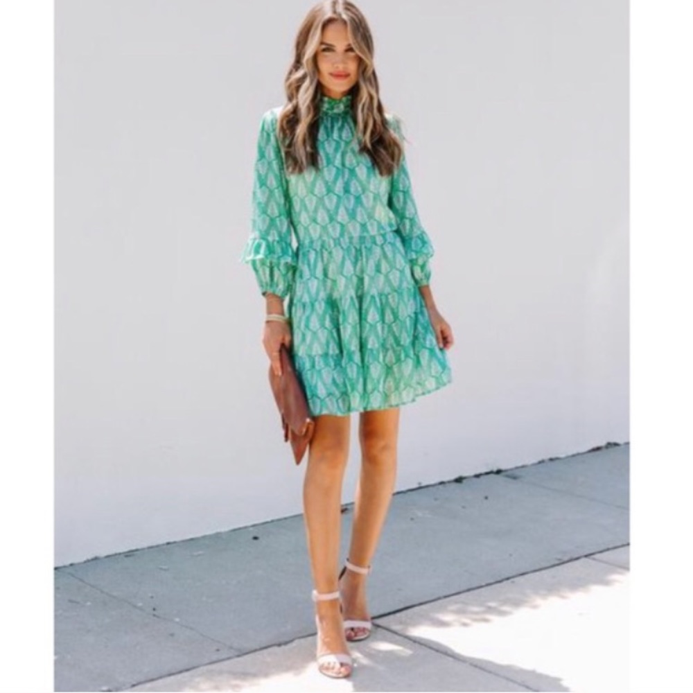 Vici Lucky Clover Printed Ruffle Dress